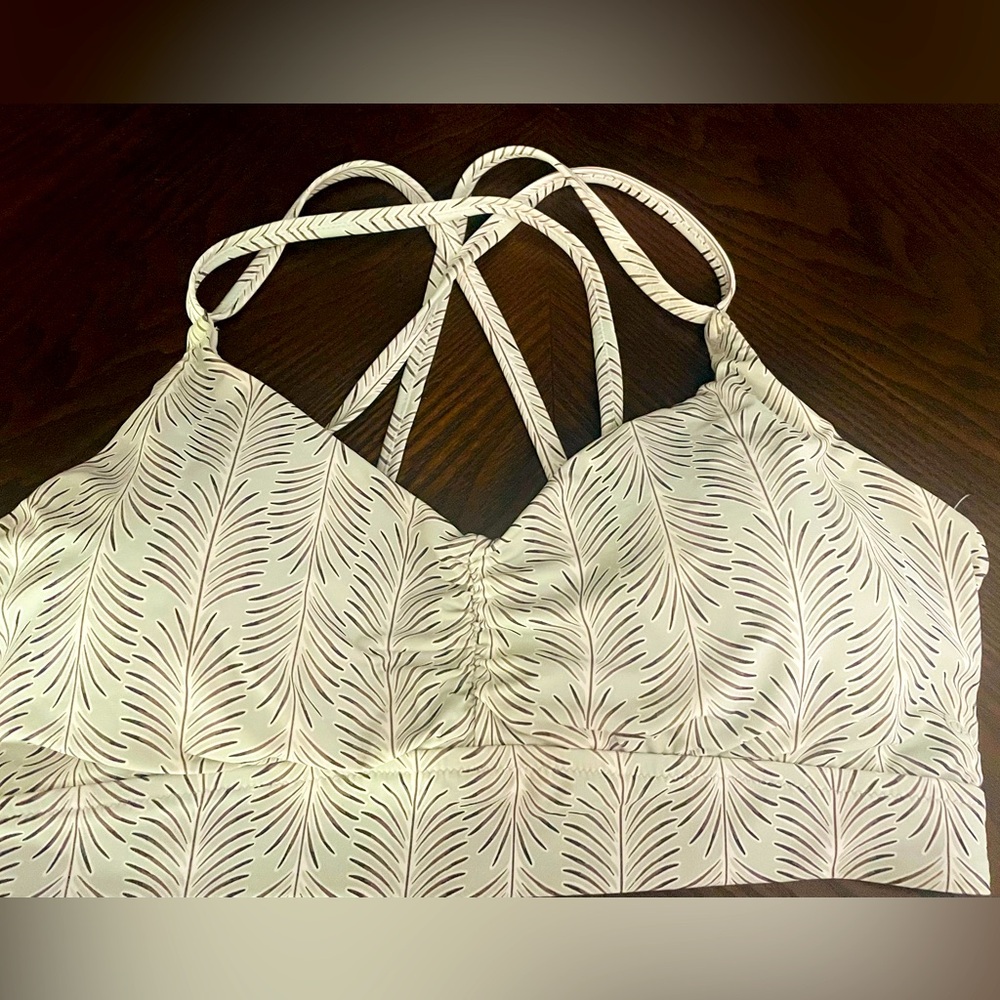 CALIA Women’s Strappy Back Ruched-Medium Support Bikini Swim Top(Size L)